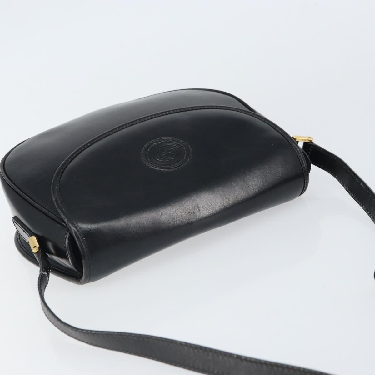 GUCCI Shoulder Bag Leather Black Gold 007 49 0074 Auth BA9548