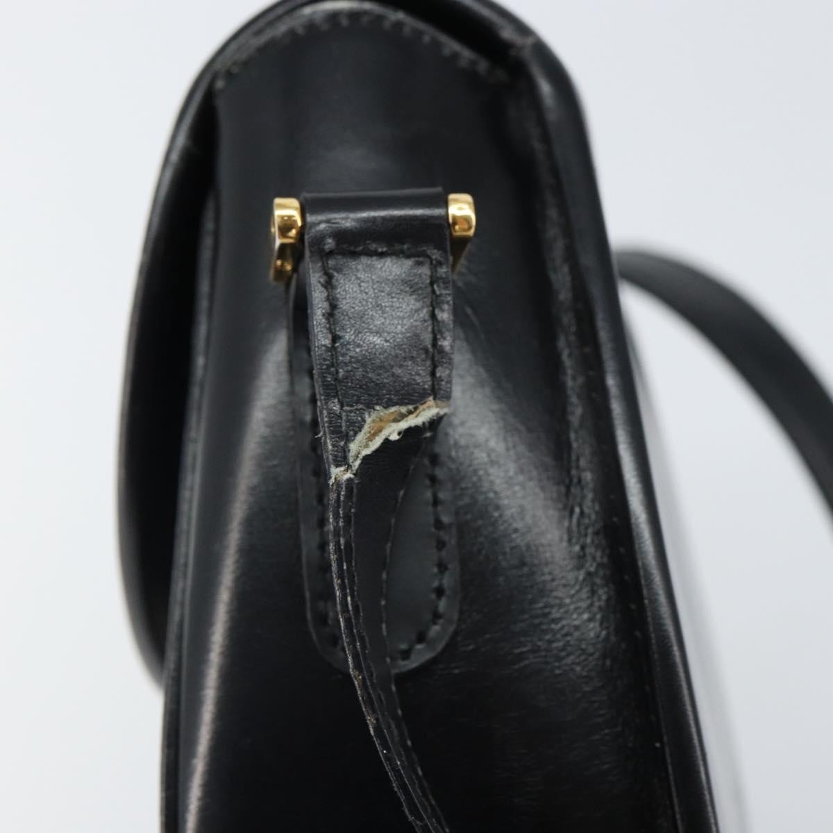 GUCCI Shoulder Bag Leather Black Gold 007 49 0074 Auth BA9548