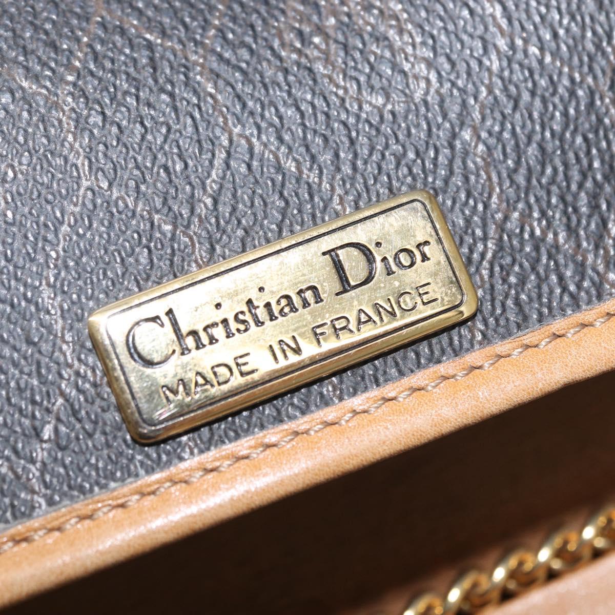 Christian Dior Honeycomb Canvas Chain Shoulder Bag PVC Black Gold Auth BA9551