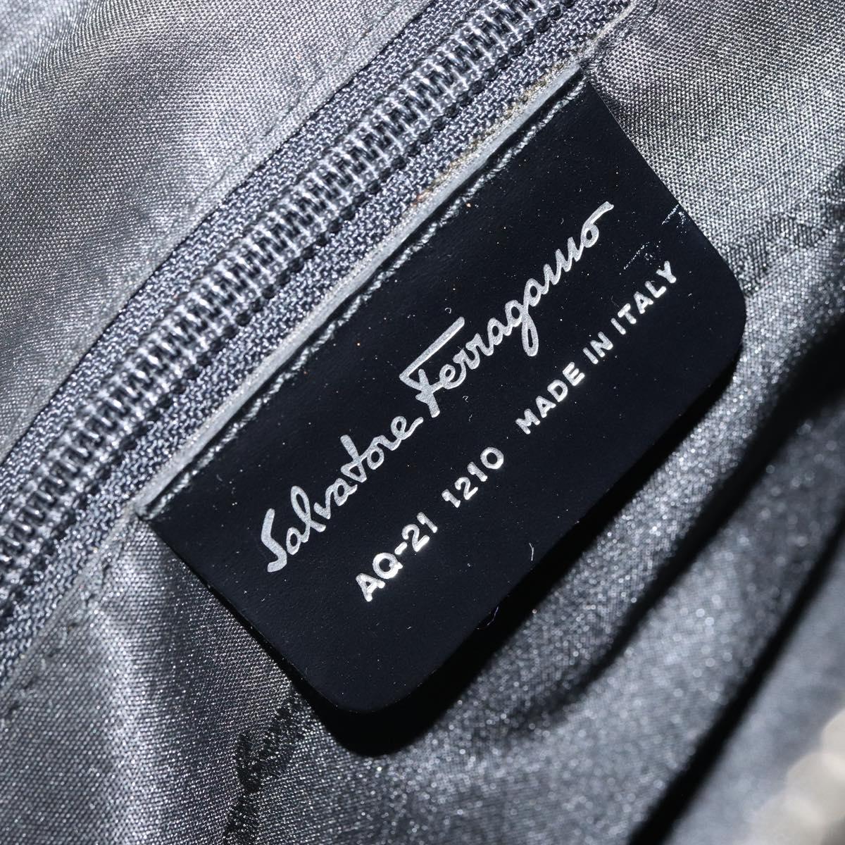 Salvatore Ferragamo Hand Bag Nylon Black Silver Auth BA9555