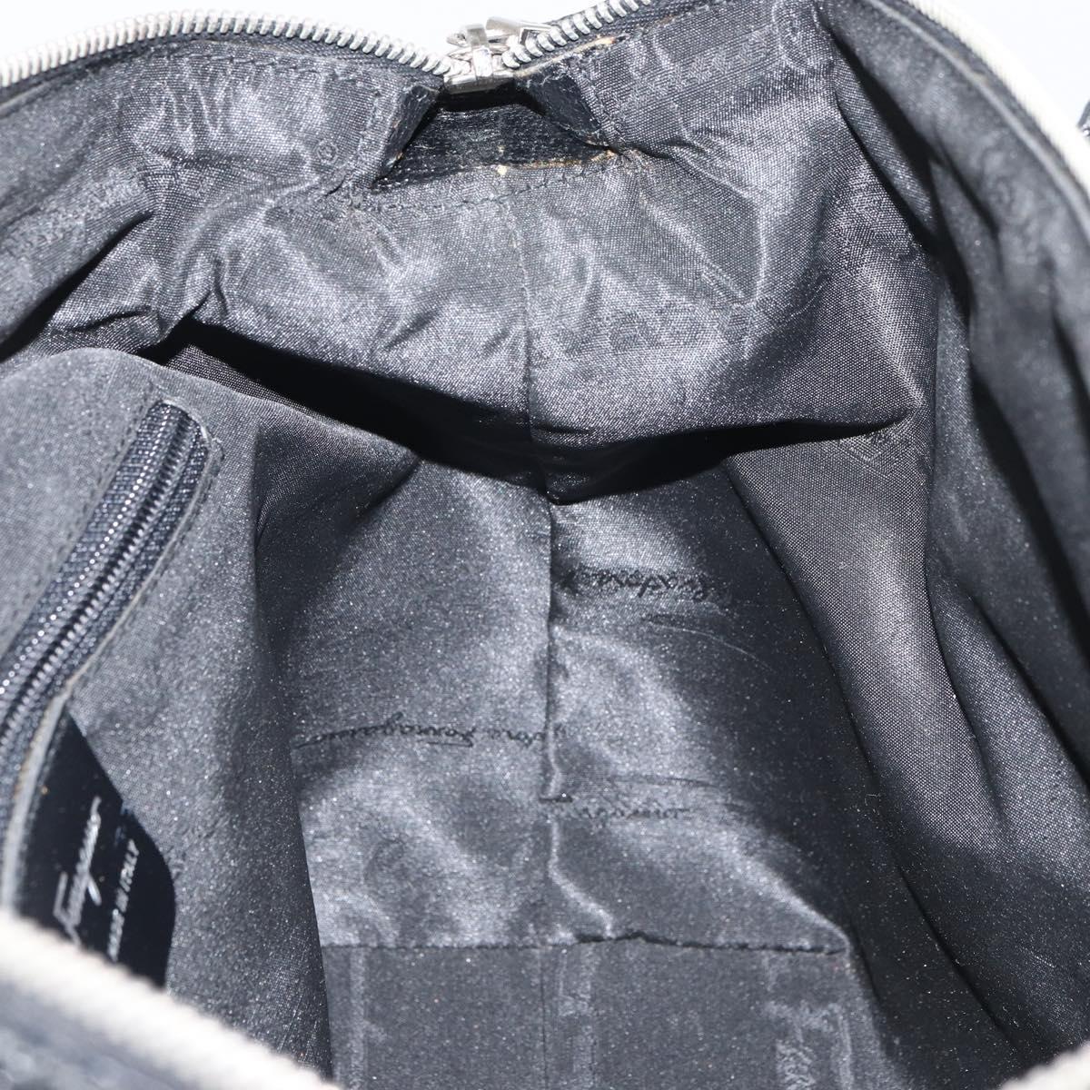 Salvatore Ferragamo Hand Bag Nylon Black Silver Auth BA9555