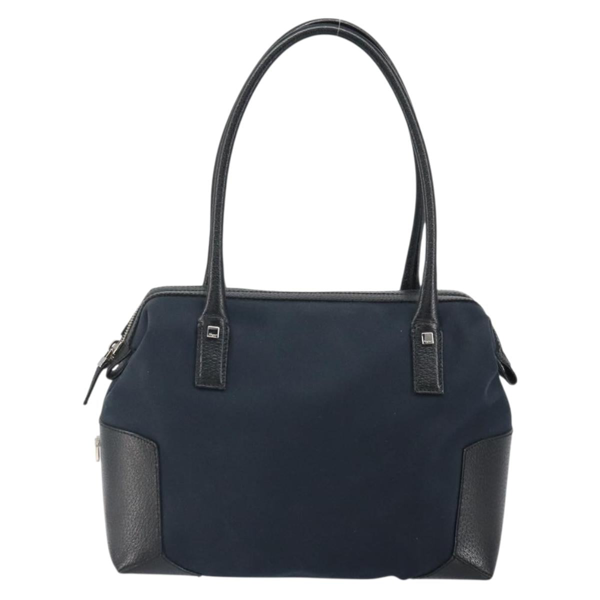 Salvatore Ferragamo Hand Bag Nylon Black Silver Auth BA9555