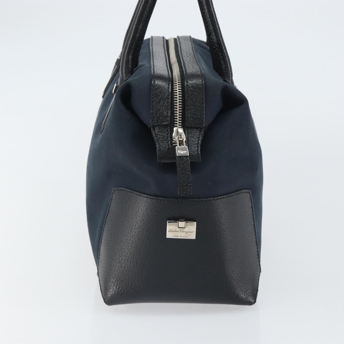 Salvatore Ferragamo Hand Bag Nylon Black Silver Auth BA9555
