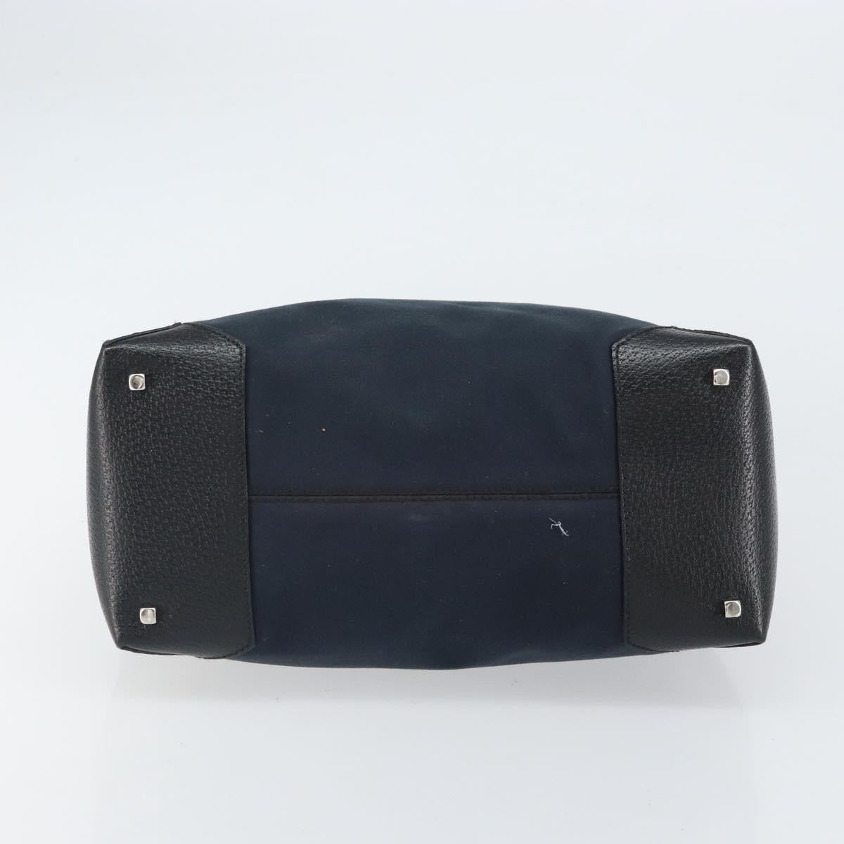 Salvatore Ferragamo Hand Bag Nylon Black Silver Auth BA9555