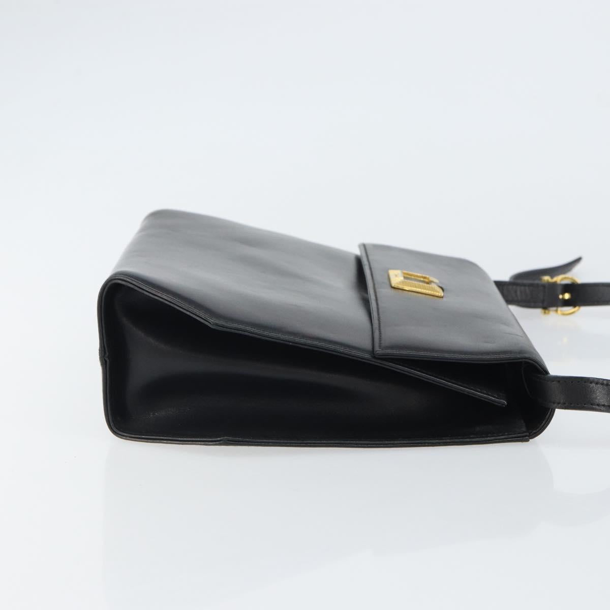 Salvatore Ferragamo Shoulder Bag Leather Black Gold Auth BA9556