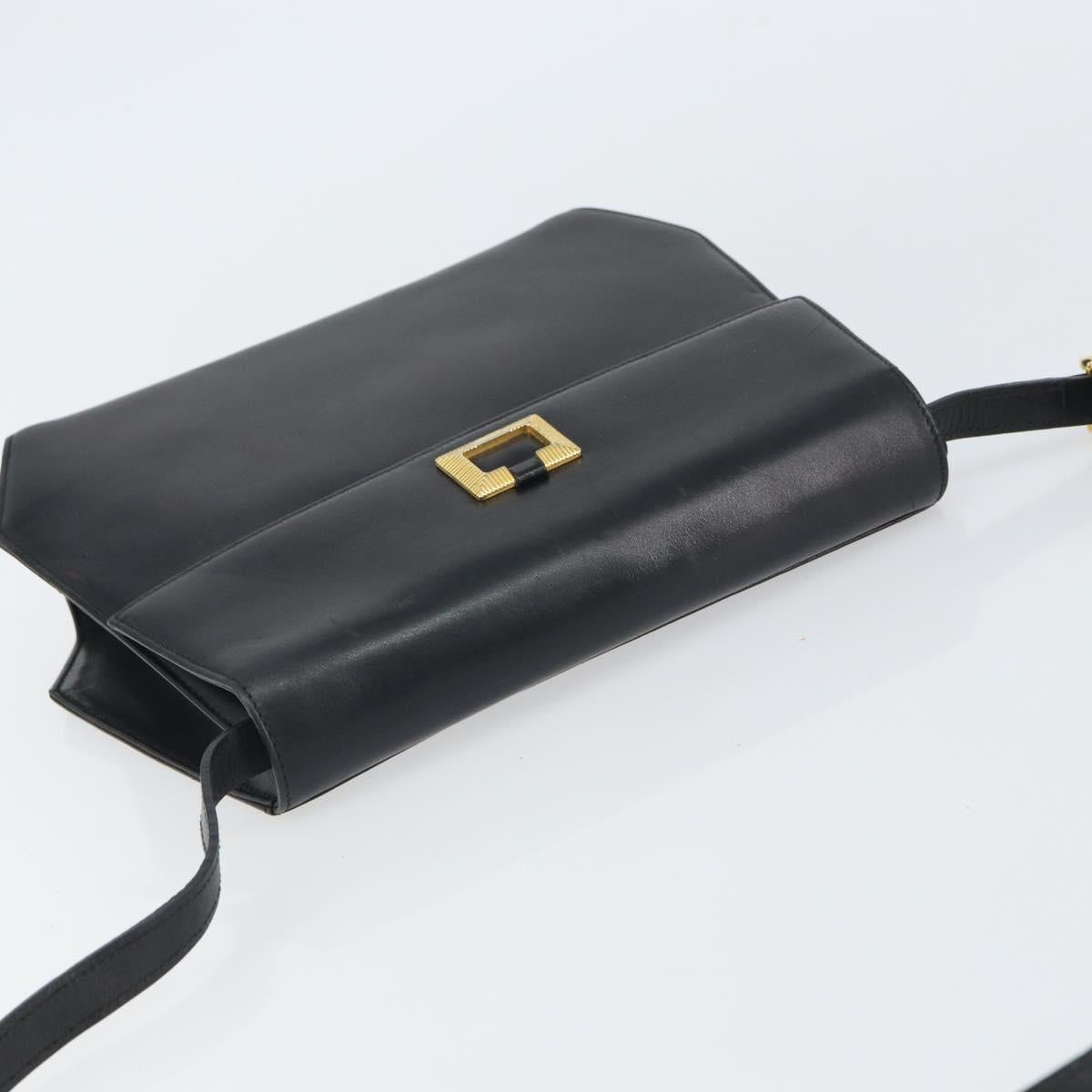 Salvatore Ferragamo Shoulder Bag Leather Black Gold Auth BA9556