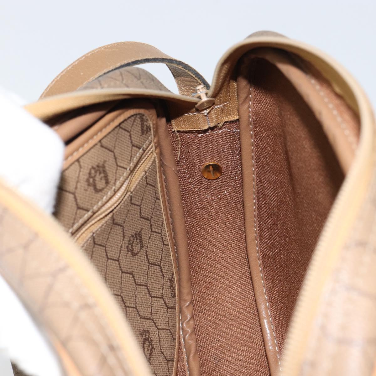 Christian Dior Honeycomb Canvas Shoulder Bag PVC Beige Gold Auth BA9558
