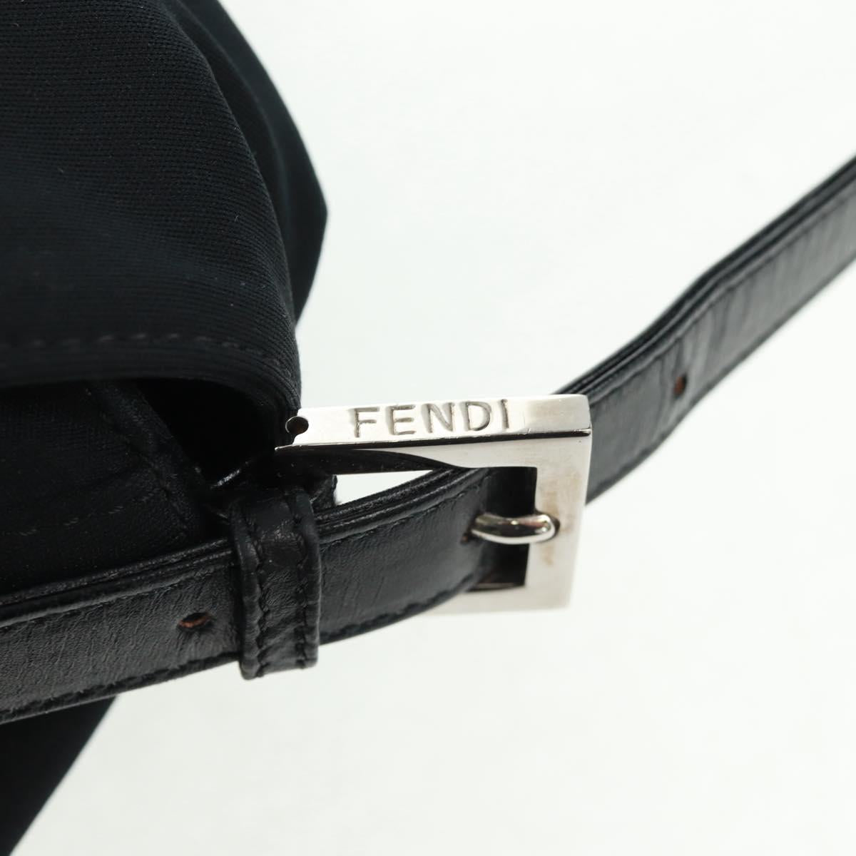 FENDI Mamma Baguette Shoulder Bag Nylon Black Silver Auth BA9559V
