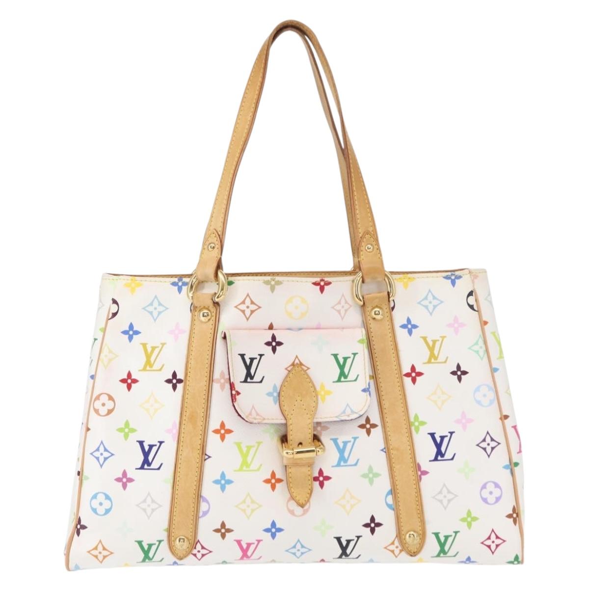 LOUIS VUITTON Monogram Multicolor Aurelia MM Tote Bag White M40094 Auth BA9560