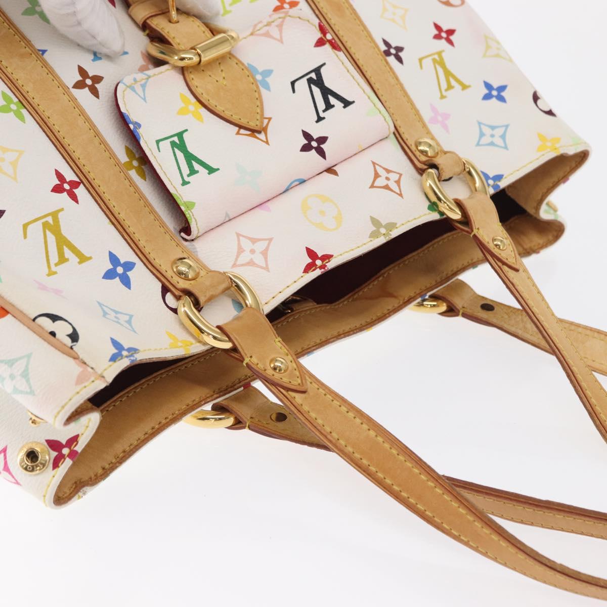 LOUIS VUITTON Monogram Multicolor Aurelia MM Tote Bag White M40094 Auth BA9560