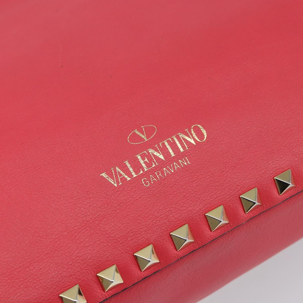 VALENTINO Rock Studs Hand Bag Leather 2way Pink Gold Auth BA9561