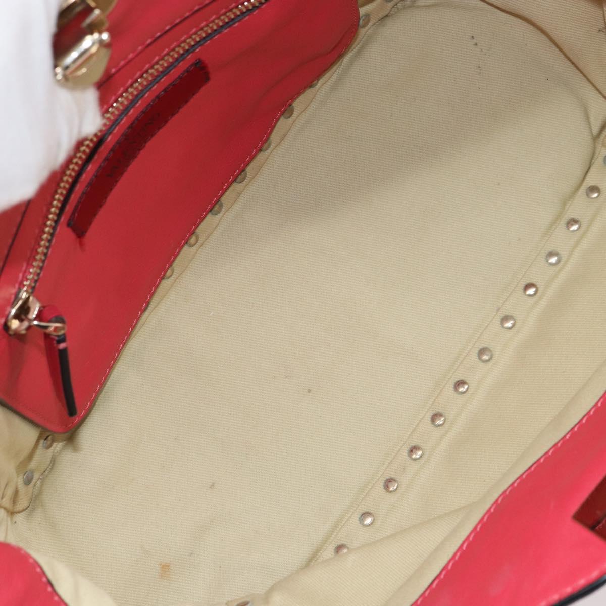 VALENTINO Rock Studs Hand Bag Leather 2way Pink Gold Auth BA9561