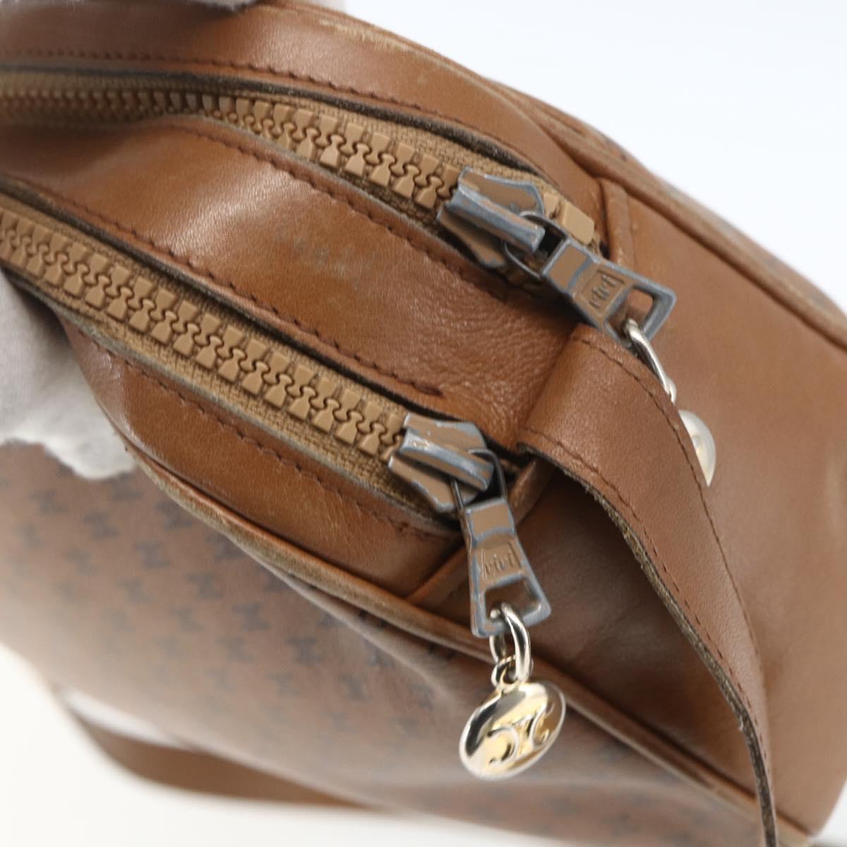 CELINE Macadam Canvas Shoulder Bag PVC Brown Gold Auth BA9563