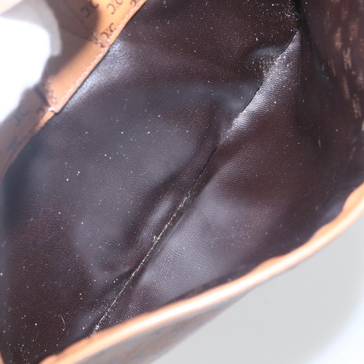 CELINE Macadam Canvas Shoulder Bag PVC Brown Gold Auth BA9563