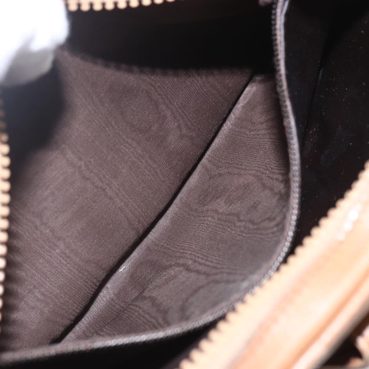 CELINE Macadam Canvas Shoulder Bag PVC Brown Gold Auth BA9563