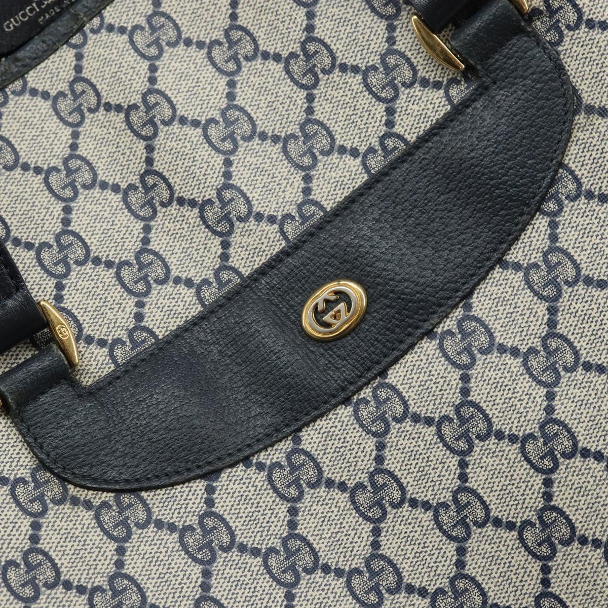 GUCCI GG Supreme Sherry Line Tote Bag PVC Navy Gold 39 02 091 Auth BA9564