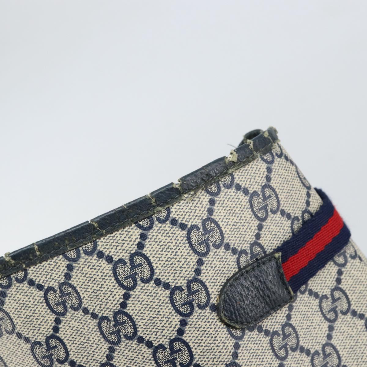 GUCCI GG Supreme Sherry Line Tote Bag PVC Navy Gold 39 02 091 Auth BA9564