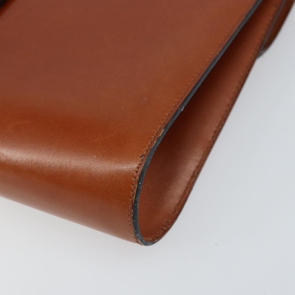 Christian Dior Shoulder Bag Leather Gold Brown Auth BA9565