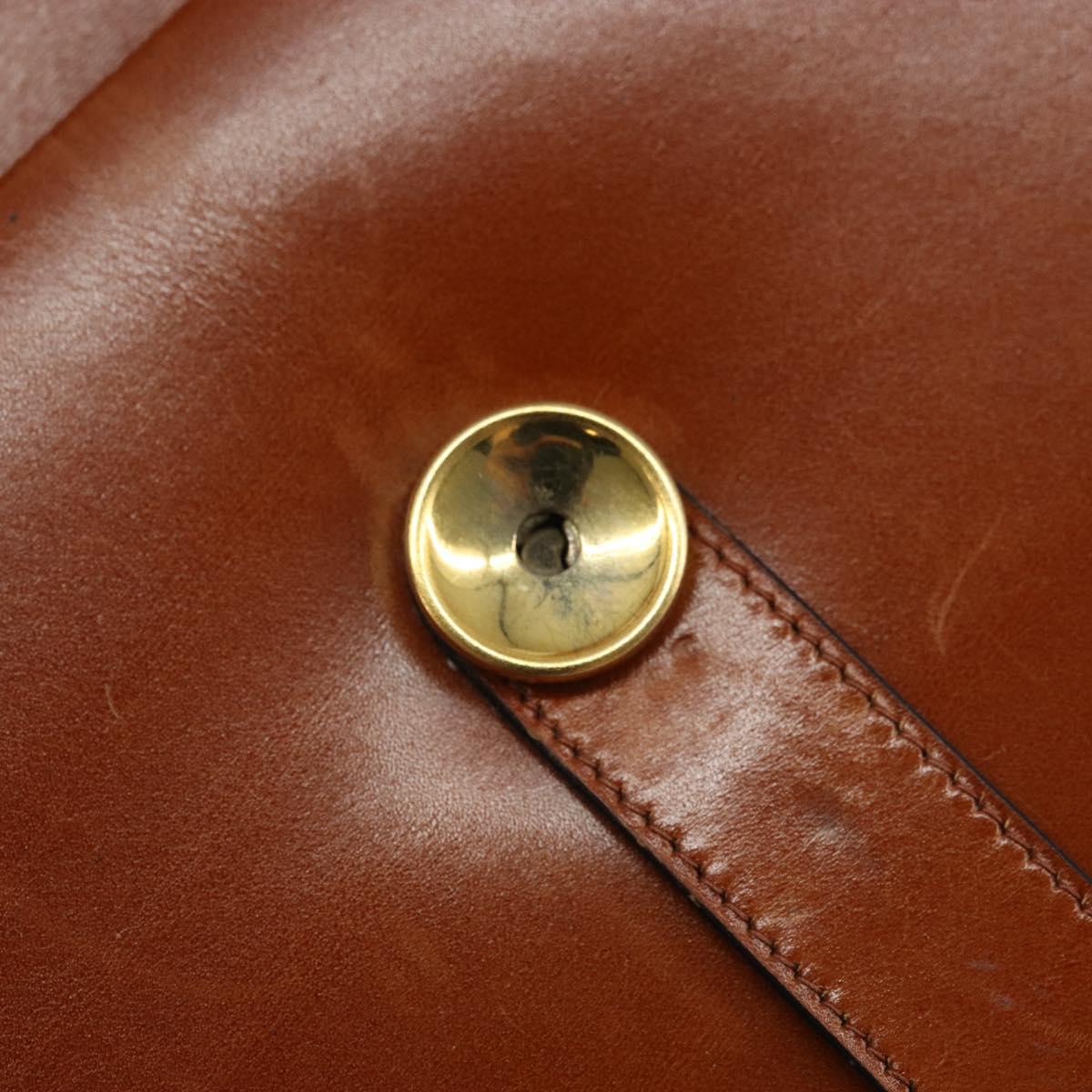Christian Dior Shoulder Bag Leather Gold Brown Auth BA9565