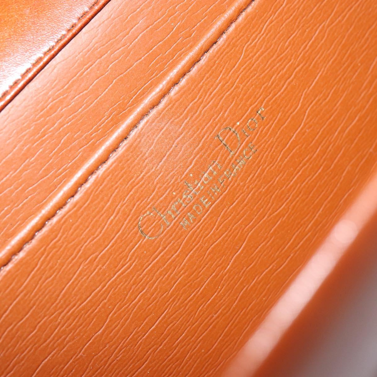 Christian Dior Shoulder Bag Leather Gold Brown Auth BA9565