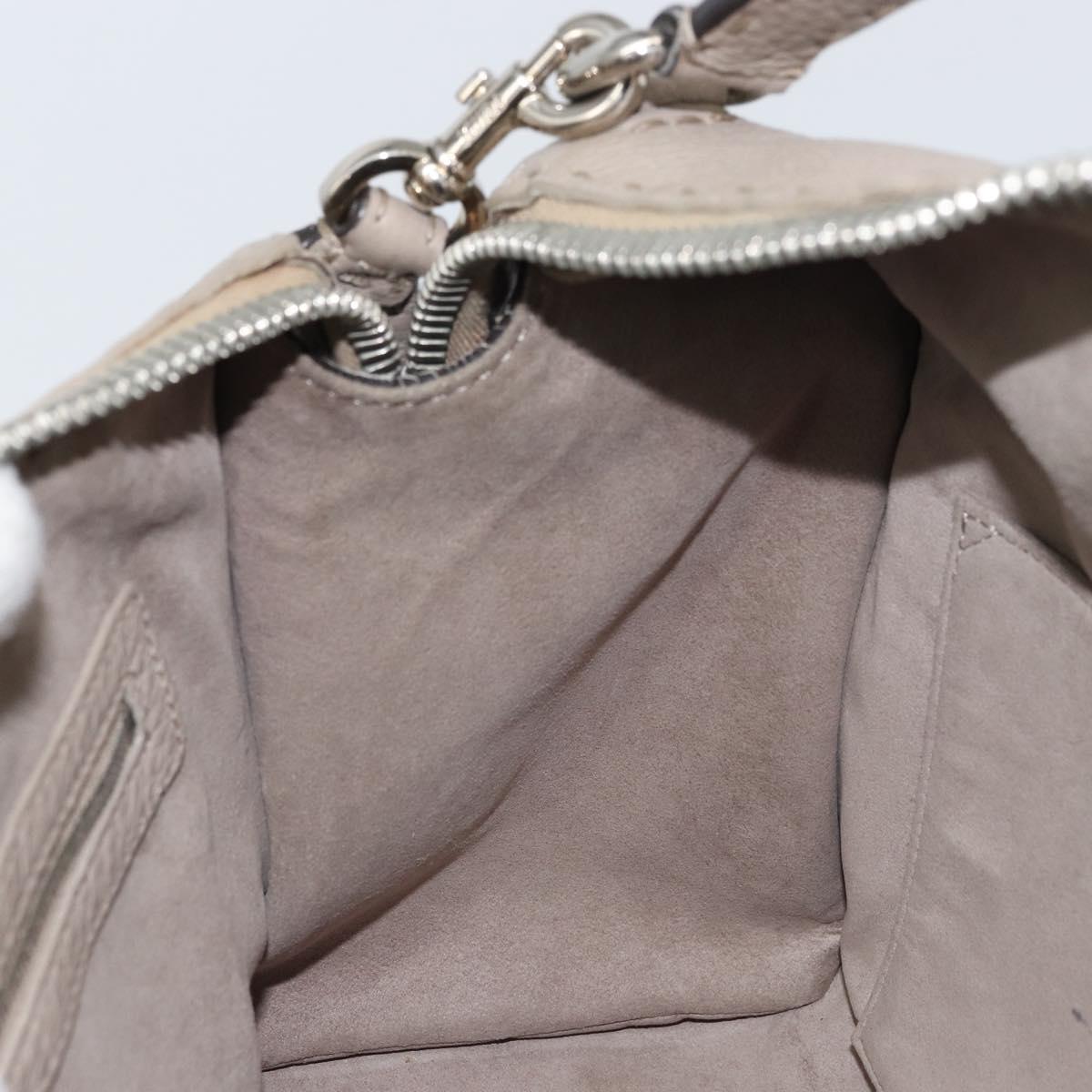 FENDI Celeria Ray Hand Bag Leather 2way Gray Silver Auth BA9567