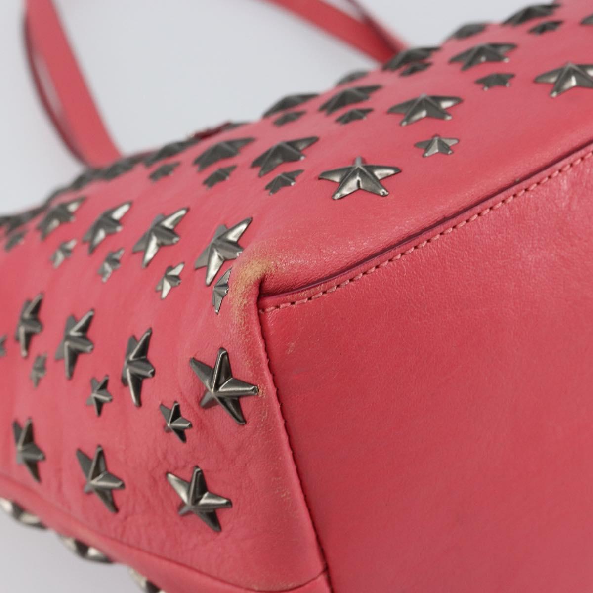 Jimmy Choo Sasha S Tote Bag Leather Pink Silver Auth BA9570