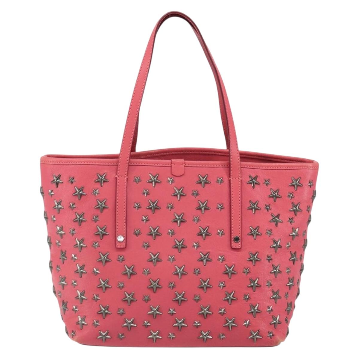 Jimmy Choo Sasha S Tote Bag Leather Pink Silver Auth BA9570