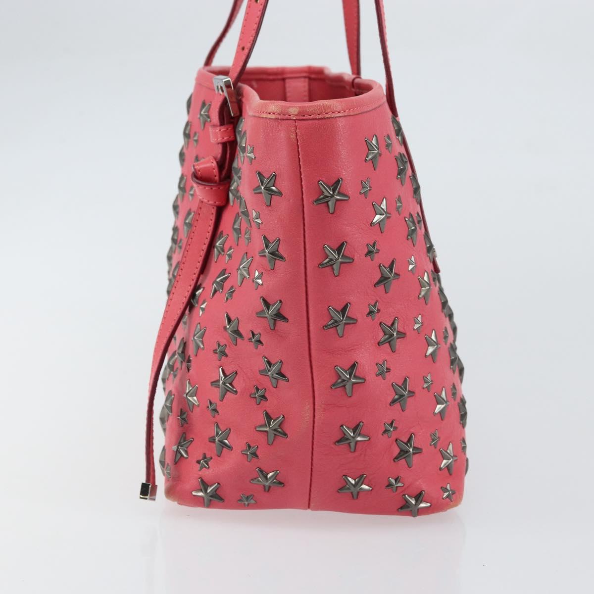Jimmy Choo Sasha S Tote Bag Leather Pink Silver Auth BA9570