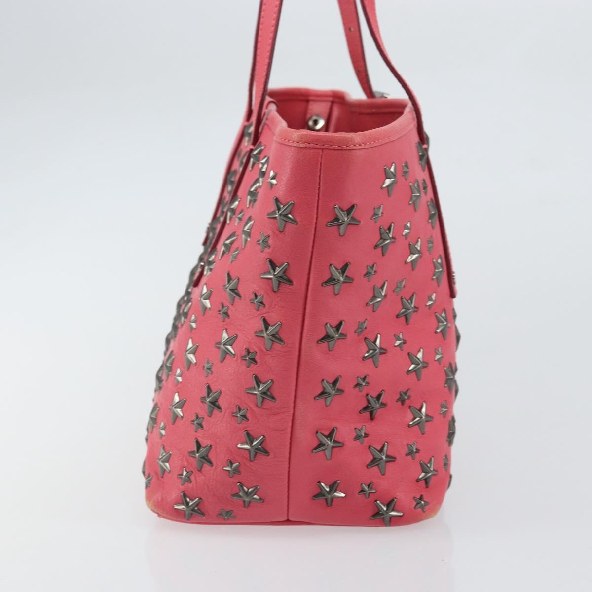 Jimmy Choo Sasha S Tote Bag Leather Pink Silver Auth BA9570