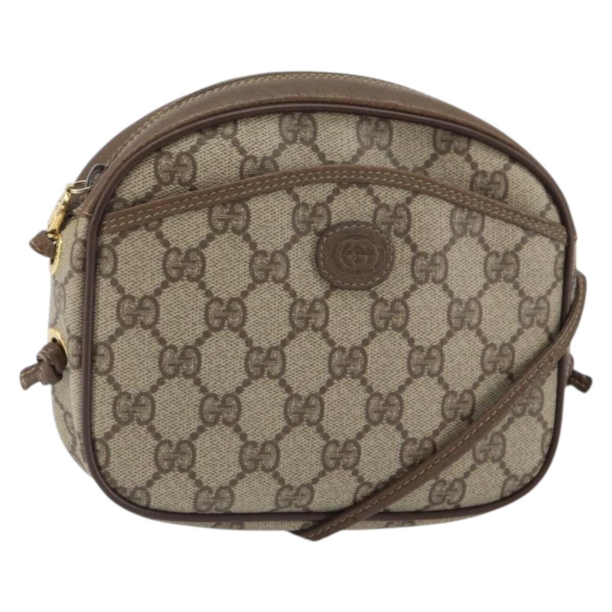 GUCCI GG Supreme Shoulder Bag PVC Beige Gold 116 02 606 Auth BA9572