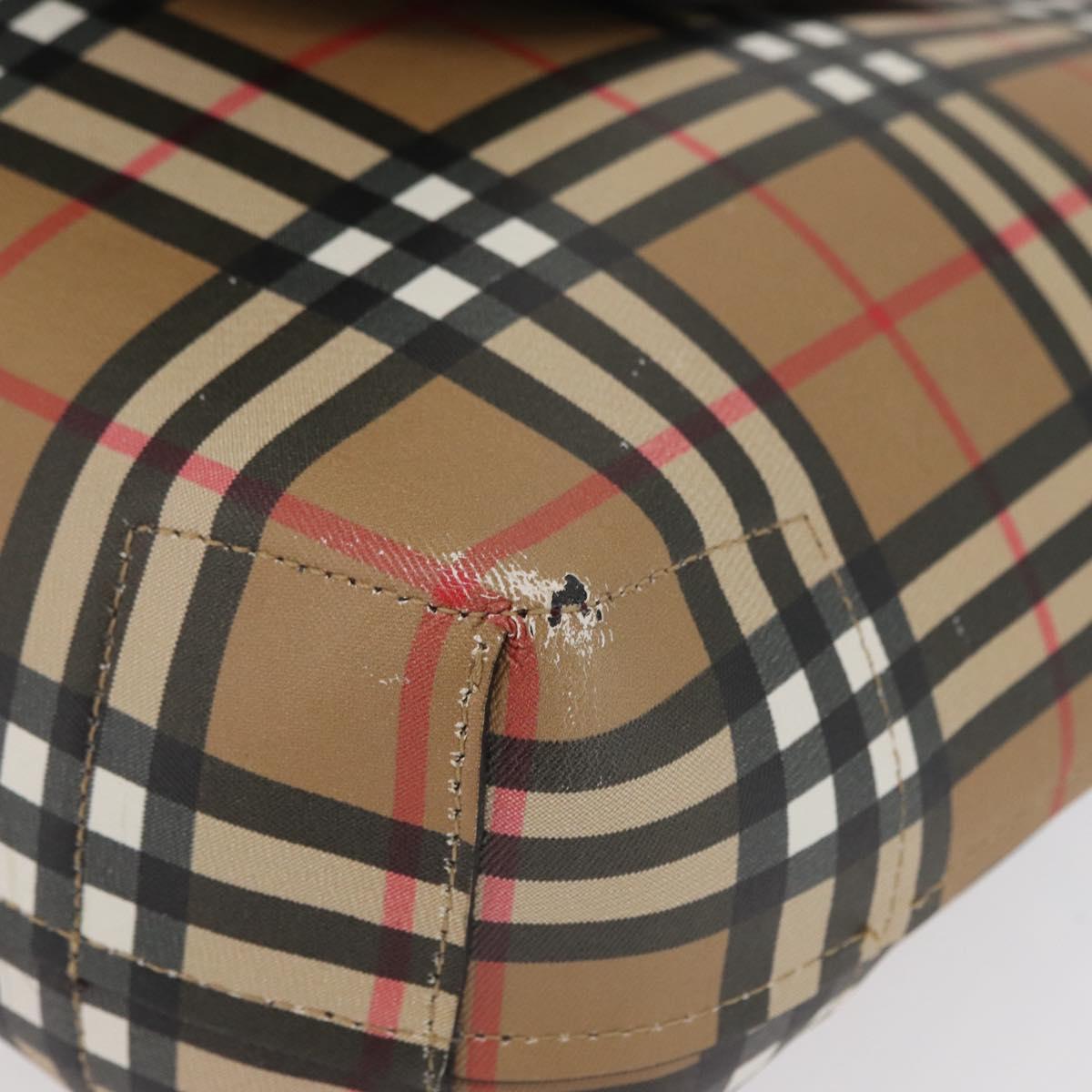 BURBERRY Nova Check Tote Bag PVC Beige Gold Auth BA9573