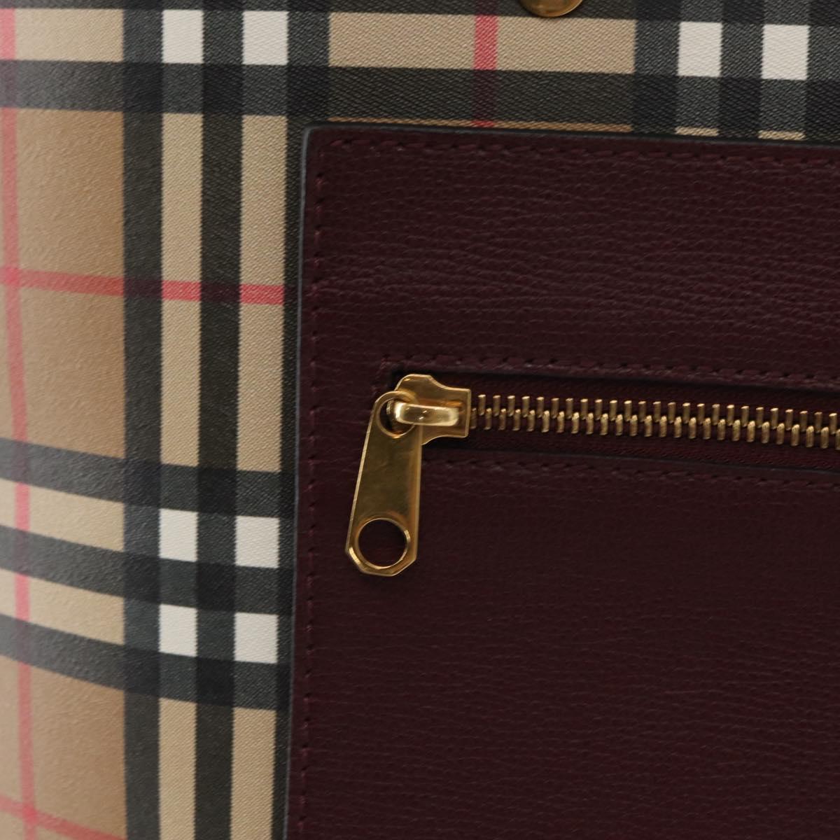 BURBERRY Nova Check Tote Bag PVC Beige Gold Auth BA9573