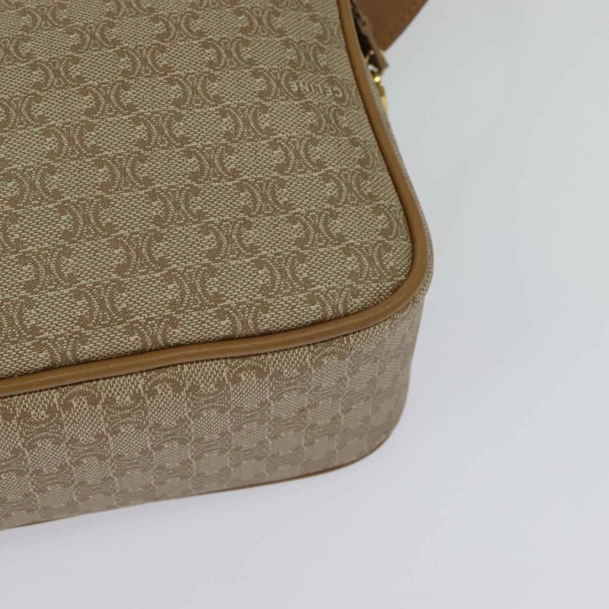 CELINE Macadam Canvas Shoulder Bag Beige Auth BA958