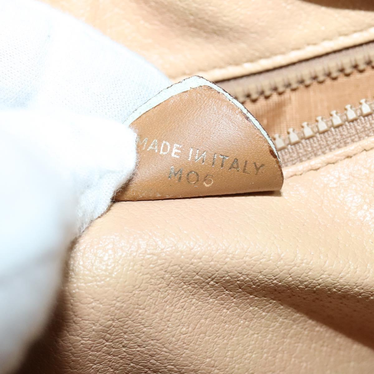 CELINE Macadam Canvas Shoulder Bag Beige Auth BA958