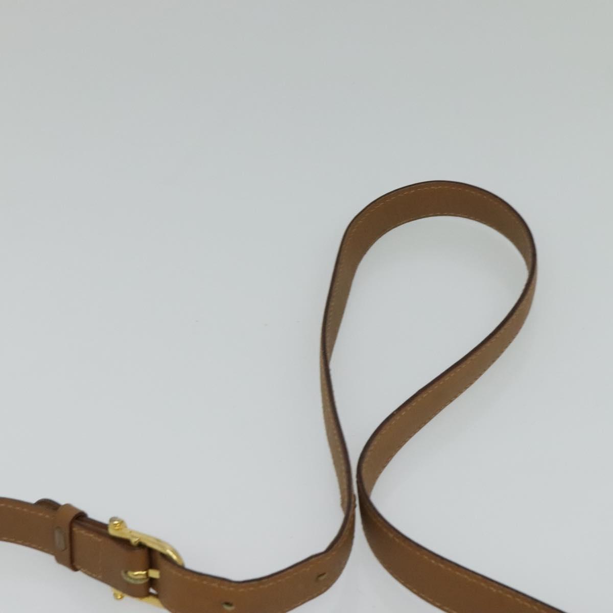 CELINE Macadam Canvas Shoulder Bag Beige Auth BA958