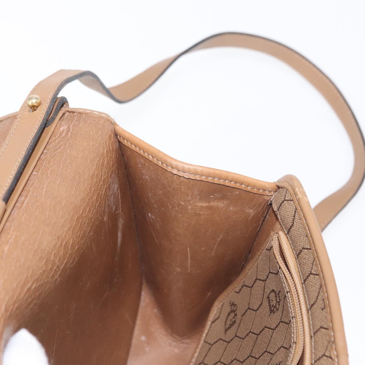 Christian Dior Honeycomb Canvas Hand Bag PVC Leather 2way Beige Gold Auth BA9582