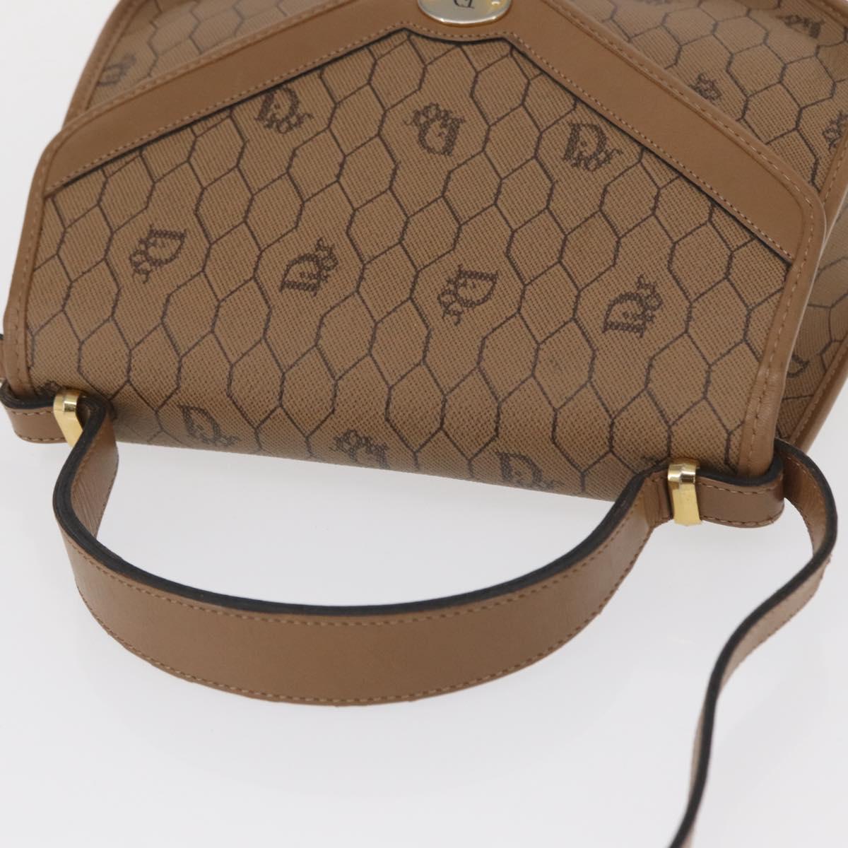 Christian Dior Honeycomb Canvas Hand Bag PVC Leather 2way Beige Gold Auth BA9582