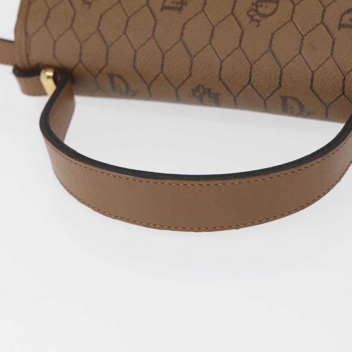 Christian Dior Honeycomb Canvas Hand Bag PVC Leather 2way Beige Gold Auth BA9582