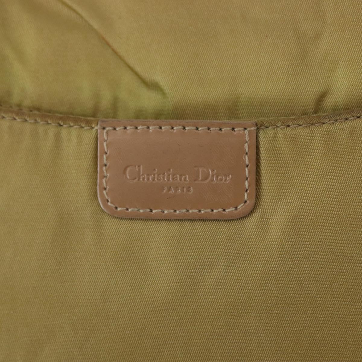 Christian Dior Maris Pearl Shoulder Bag Nylon Beige Silver Auth BA9583