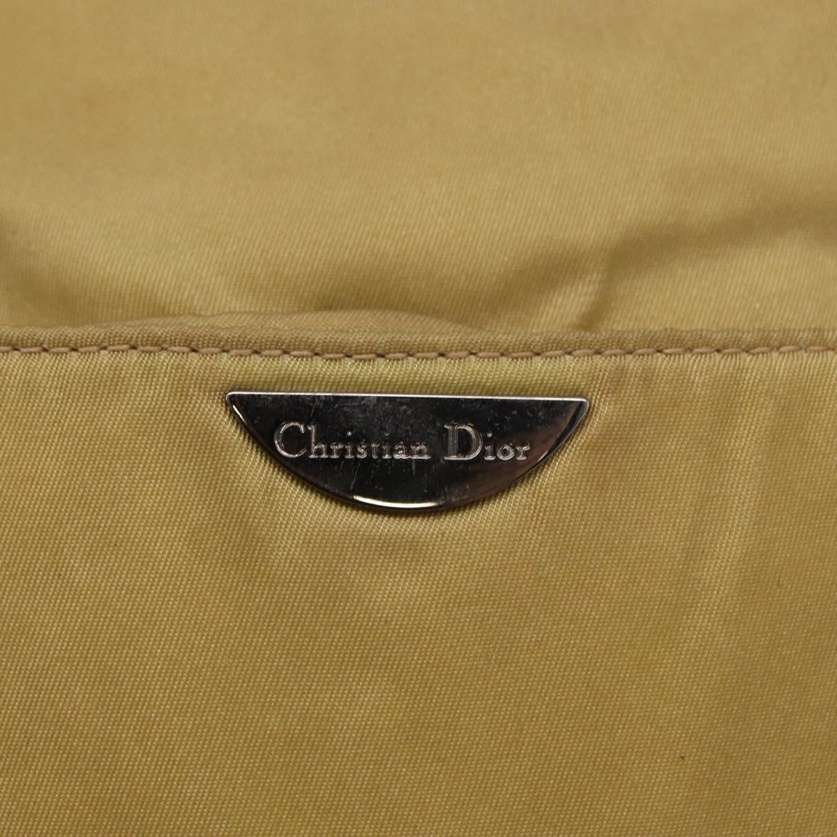 Christian Dior Maris Pearl Shoulder Bag Nylon Beige Silver Auth BA9583