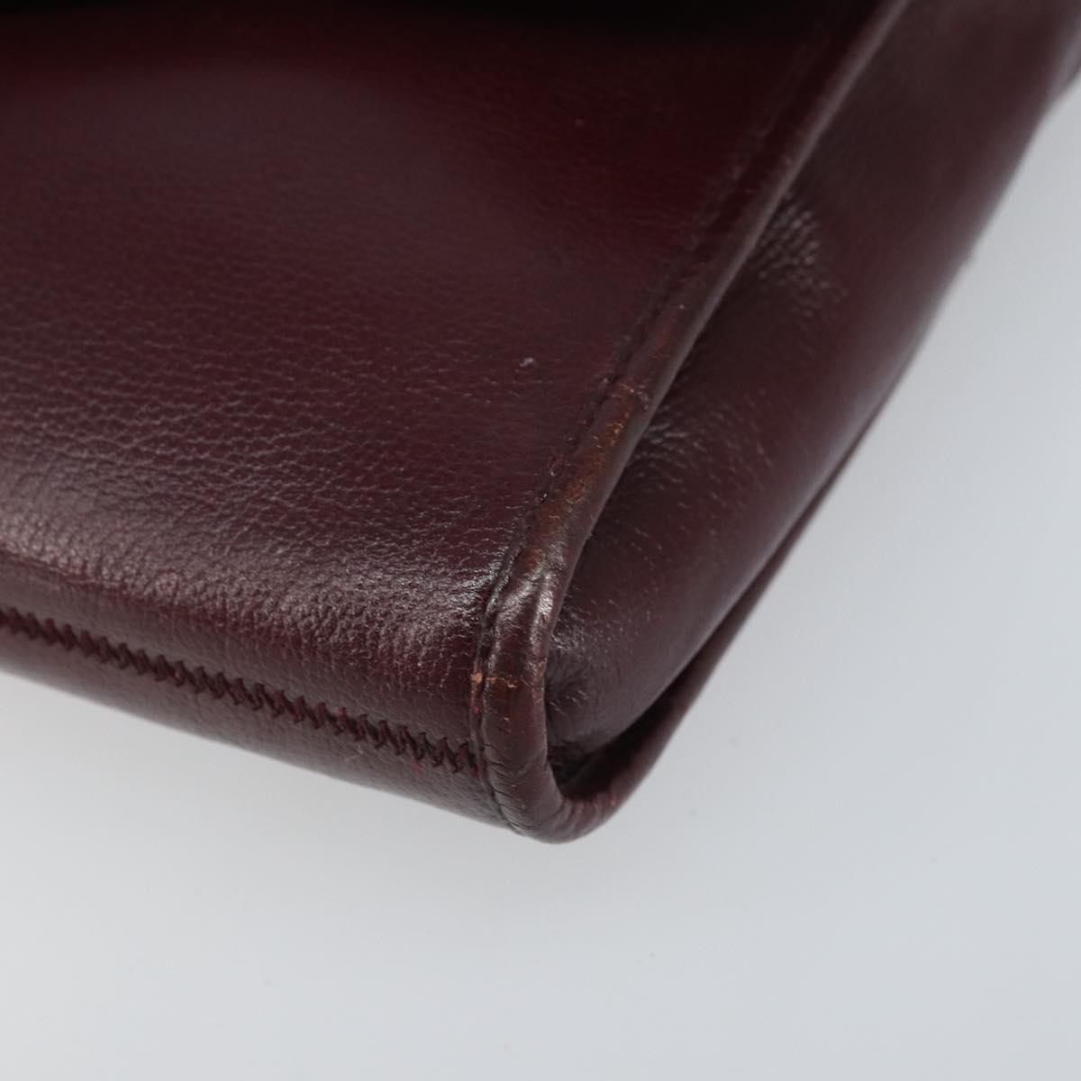 Christian Dior Shoulder Bag Leather Bordeaux Gold Auth BA9586