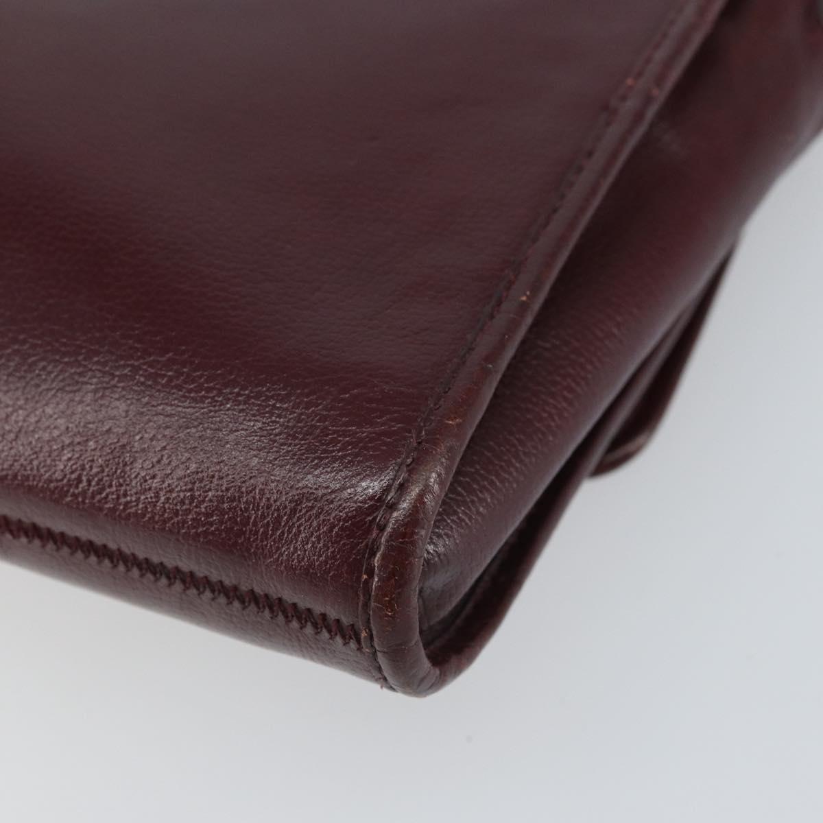 Christian Dior Shoulder Bag Leather Bordeaux Gold Auth BA9586