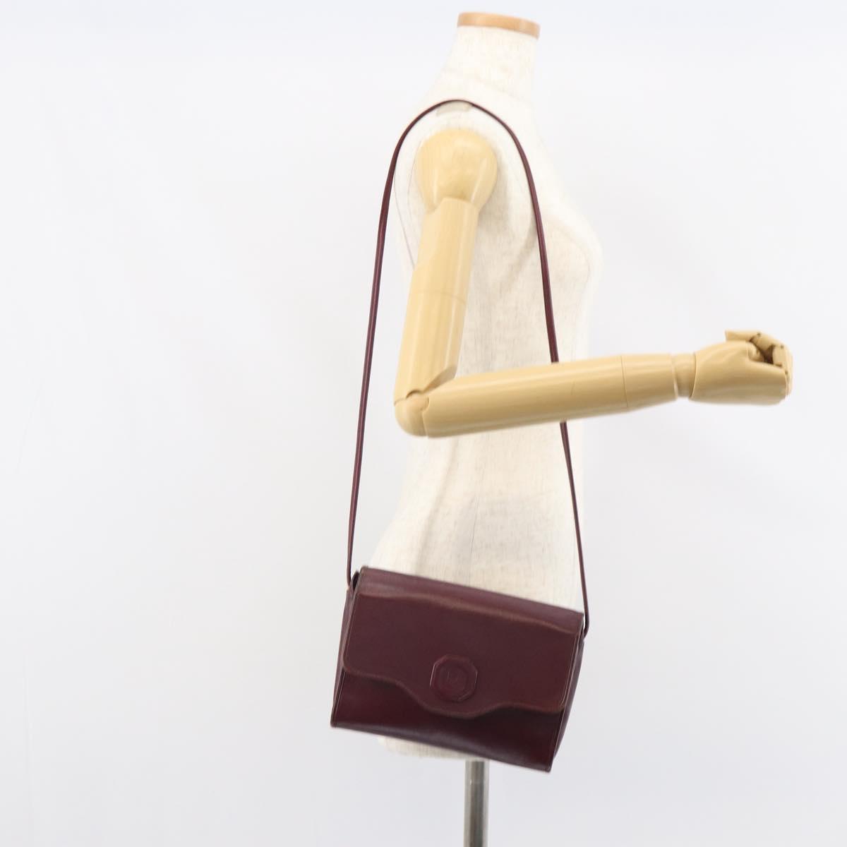 Christian Dior Shoulder Bag Leather Bordeaux Gold Auth BA9586