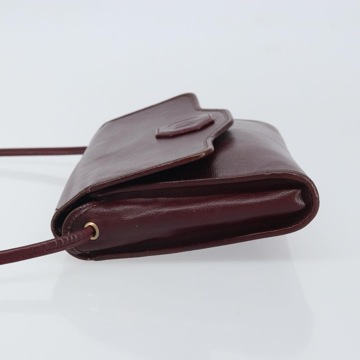 Christian Dior Shoulder Bag Leather Bordeaux Gold Auth BA9586