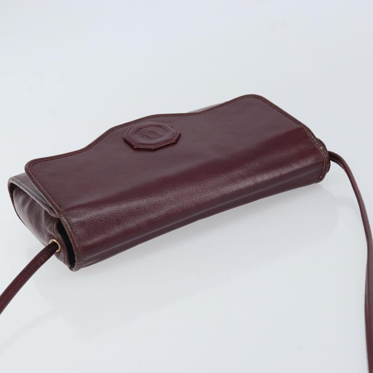 Christian Dior Shoulder Bag Leather Bordeaux Gold Auth BA9586