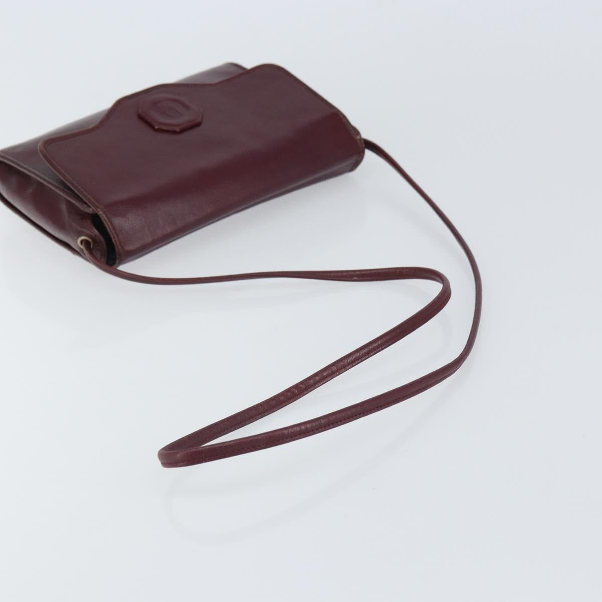 Christian Dior Shoulder Bag Leather Bordeaux Gold Auth BA9586