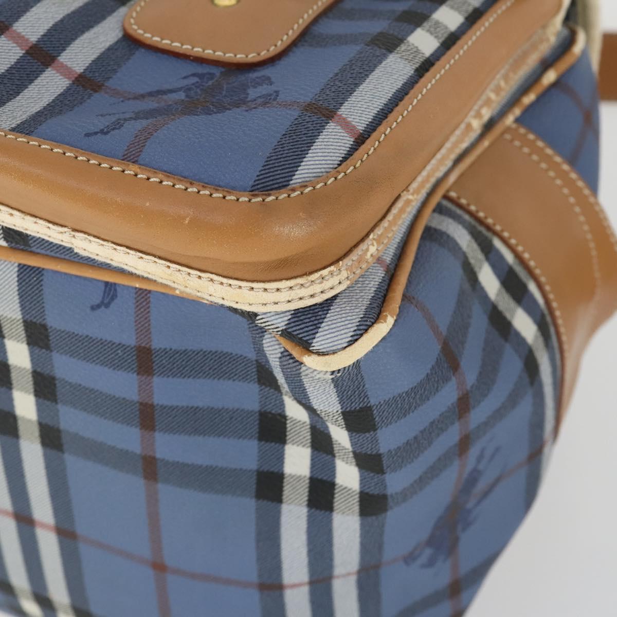 Burberrys Nova Check Shoulder Bag PVC Blue Gold Auth BA9593