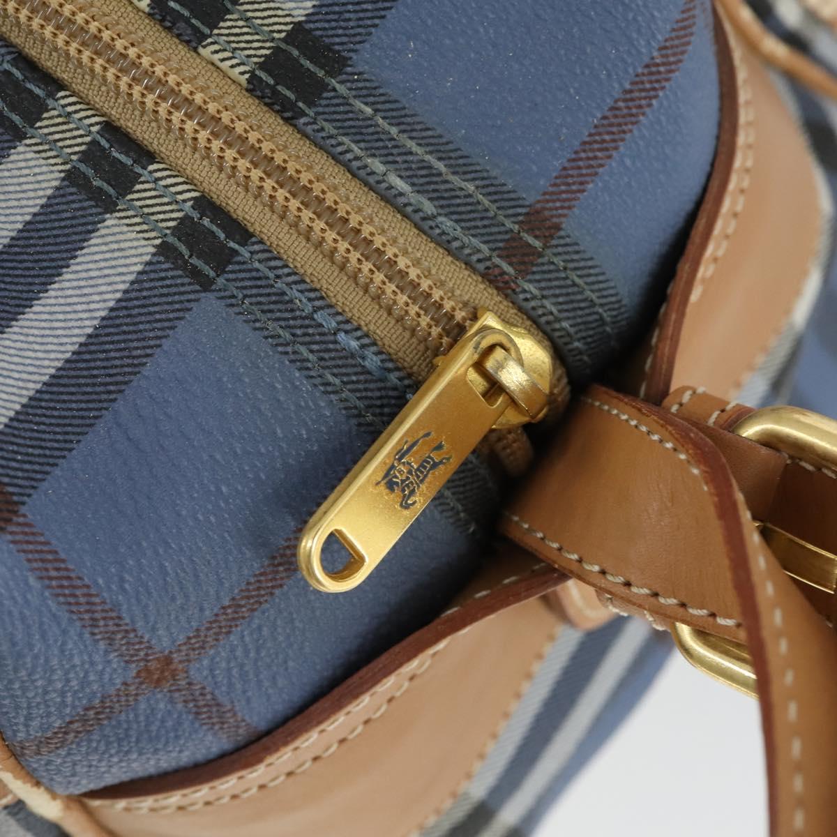 Burberrys Nova Check Shoulder Bag PVC Blue Gold Auth BA9593