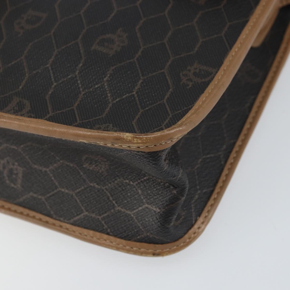 Christian Dior Honeycomb Canvas Shoulder Bag PVC Black Gold Auth BA9598
