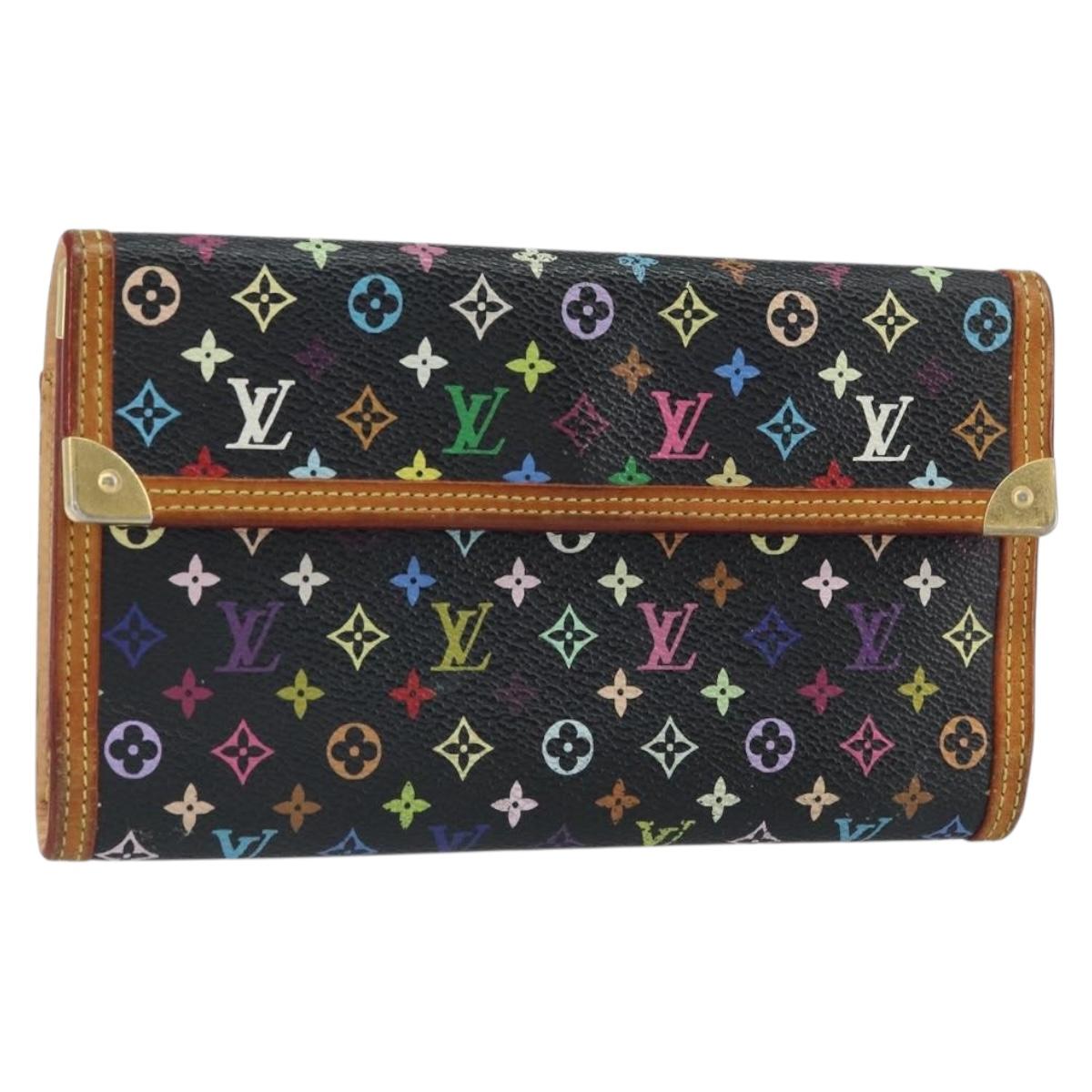LOUIS VUITTON Monogram Multicolor Porte Tresor Wallet Black M92658 Auth BA9622